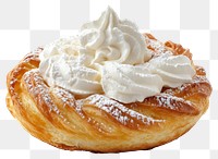 PNG Danish with whipping cream on top dessert pastry confectionery.