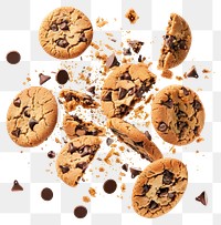 PNG Exploding chocolate chip cookies sweets chocolate chips confectionery.