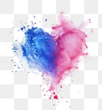 Powder paint splash art heart heart-shaped.