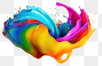 Rainbow liquid splash painting art expression.