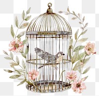 PNG Birdcage with flowers illustration