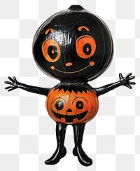 PNG Halloween jumping black toy halloween character pumpkin.