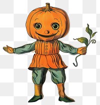 PNG Halloween pumpkin man toy halloween character vintage.