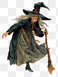 PNG Halloween old Witch halloween costume vintage.