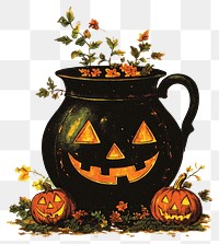 PNG Halloween cauldron halloween vintage style.