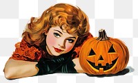 PNG One Halloween teenage character halloween vintage retro.