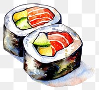 PNG  Colorful watercolor sushi rolls