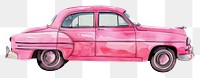 PNG  Vintage pink car illustration