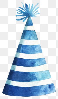 PNG An abstract stripe party hat watercolor stripes blue.