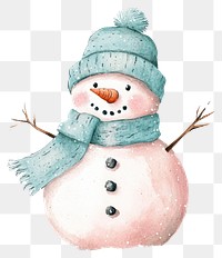 PNG Snowman winter illustration watercolor.