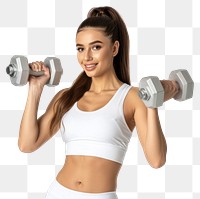 PNG Woman lifting dumbbells, fitness