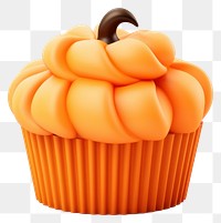 PNG Cupcake orange pumpkin halloween dessert fall-themed vegetable.