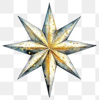 PNG Watercolor star gold eight-pointed.