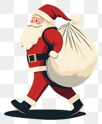 PNG Santa Claus carrying a large white bag on the back illustration cartoon santa.