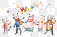 PNG Cat family animal balloon drawing. 