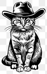 PNG Stylish cat wearing cowboy hat