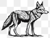 PNG Stylized black and white coyote illustration