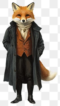 PNG Fox costumes wearing victorian fashion outfit animal clothing coat.