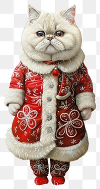 PNG An exotic shorthair cat wears christmas theme dress animal human coat.