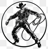 PNG Cowboy roping in action illustration