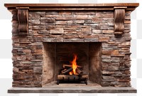 PNG  Brick stone fireplace hearth brick white background. 