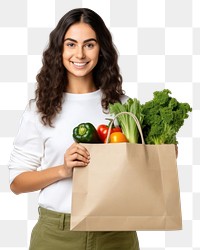 Paper bag with of vegetables portrait holding adult.