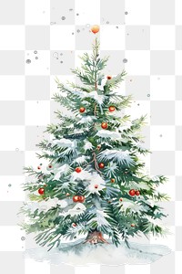 PNG Festive snowy Christmas tree illustration