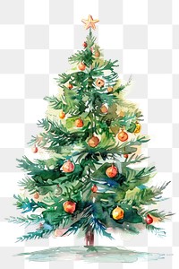 PNG Festive watercolor Christmas tree illustration