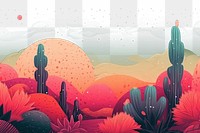 PNG Vibrant surreal desert landscape illustration border, transparent background