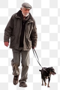 Old man walking a dog footwear animal mammal.