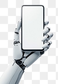 PNG Robot hand phone smartphone background.