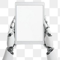 PNG Robot hand background holding tablet.