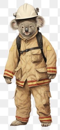 PNG Koala costumes wearing firefighter outfit animal human cute.