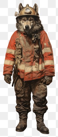 PNG Wolf costumes wearing firefighter outfit painting animal human.