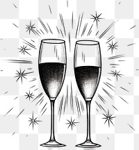 PNG Toasting champagne glasses drawing sketch drink.