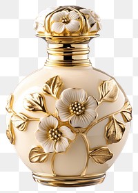 PNG A floral golden luxury perfume bottle decorative cosmetics fragrance.