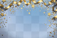 Illustration of golden stars and ribbons confetti symbol paper.