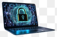 PNG Digital padlock in front of a laptop computer as concept for cyber security and data protection technology digital screen.