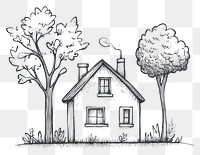 PNG Little house drawing illustration sketch.