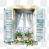 PNG  Window windowsill shutters illustration.