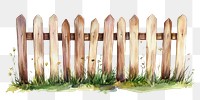 PNG  Brown wooden fence illustration watercolor outdoors.