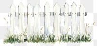 PNG  White wooden fence illustration watercolor picket.