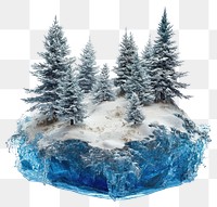 PNG Floating blue ice island trees snow nature.