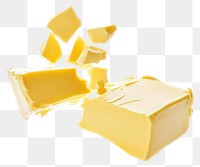 PNG Exploding butter block breaking background floating isolated.