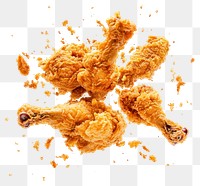 PNG Exploding real fried chicken floating food photography.