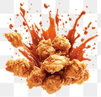 PNG Exploding real fried chicken splash sauce food.