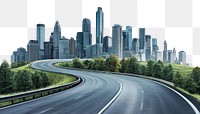 PNG Modern cityscape highway buildings urban.