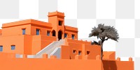 PNG Bright orange desert building border, transparent background