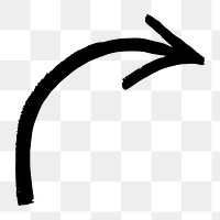 PNG doodle curved black arrow, transparent background