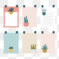 PNG Cute paper notes illustration, transparent background set